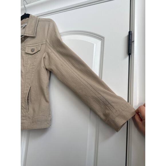 Dress Barn Size Med. Khaki Stretchy Denim Button Down  Cotton Blend Jacket - Picture 5 of 7